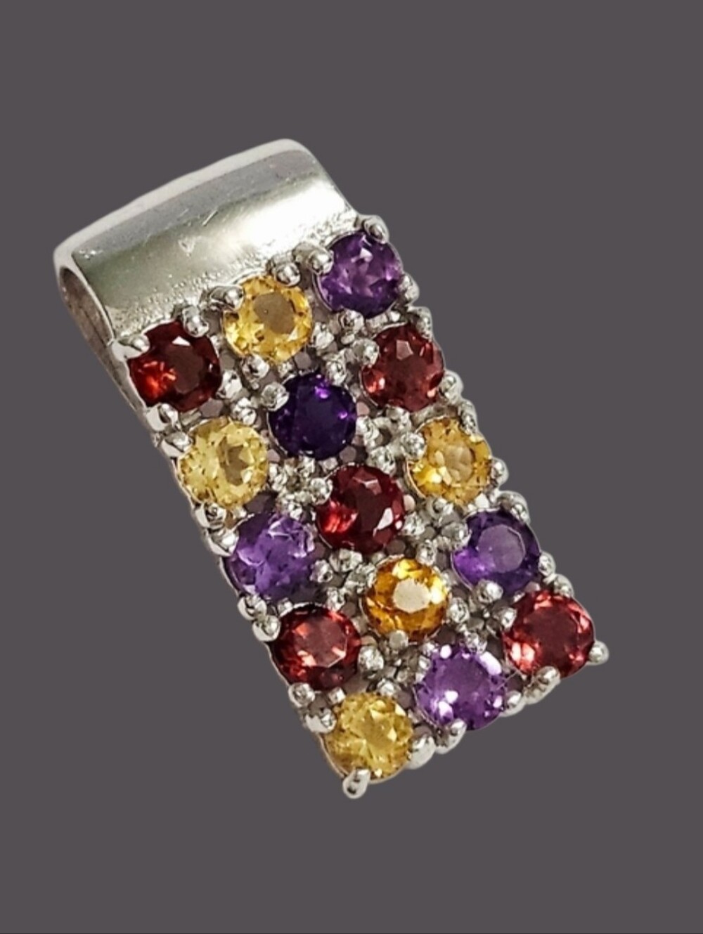 Citrine Amethyst Garnet Sterling silver Pendant
